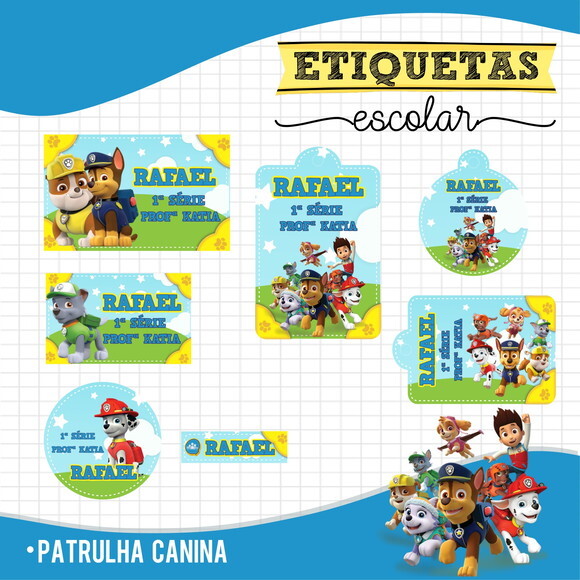 Etiquetas Escolares Personalizadas - Patrulha Canina 01