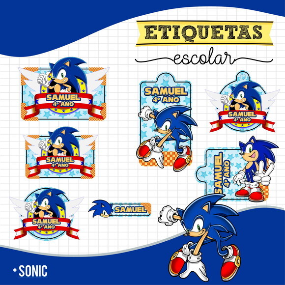 Etiquetas Escolares Personalizadas - Sonic