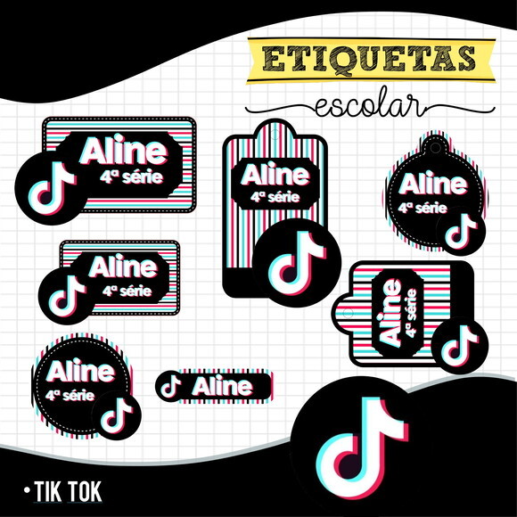 Etiquetas Escolares Personalizadas - Tik Tok