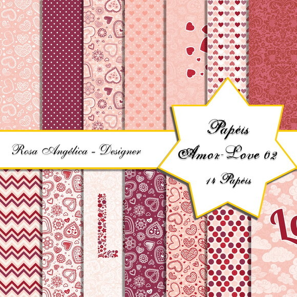 Kit Arquivo Digital - Papéis Amor Love 02