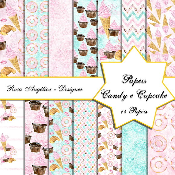 Kit Arquivo Digital - Papéis Candy e Cupcake