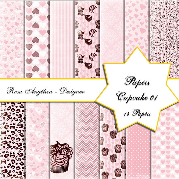 Kit Arquivo Digital - Papéis Cupcake 01