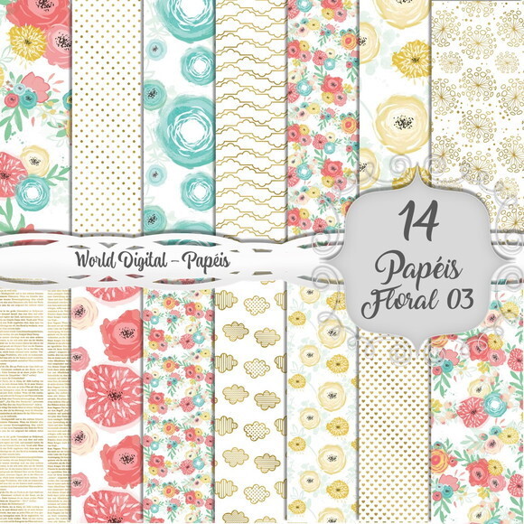 Kit Arquivo Digital - Papéis Floral 03