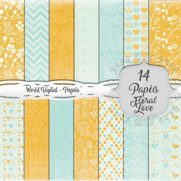 Kit Arquivo Digital - Papéis Floral Love