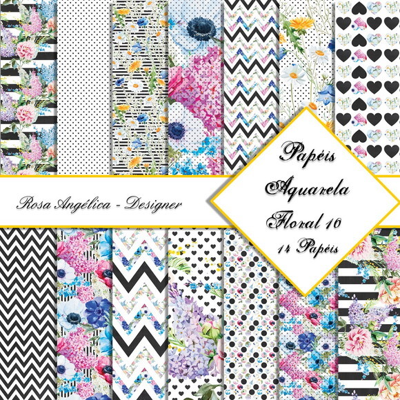 Kit Arquivo Digital Aquarela - Floral 10