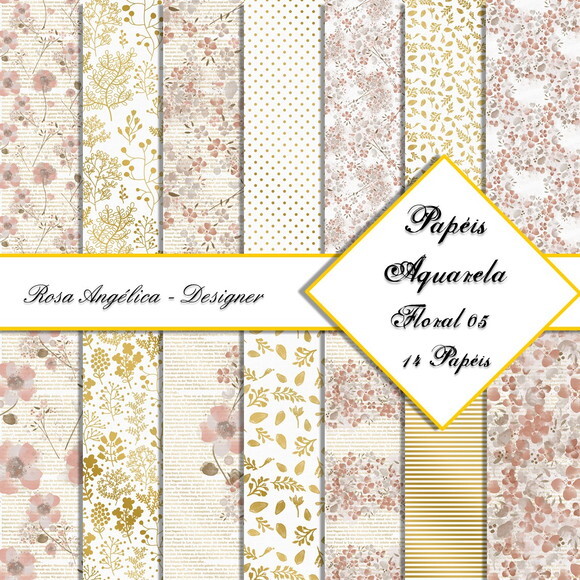 Kit Arquivo Digital Aquarela - Floral 05