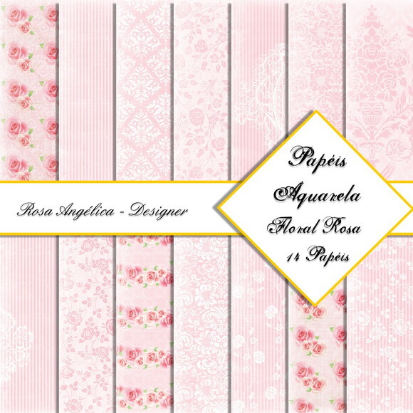 Kit Arquivo Digital Aquarela - Floral Rosa