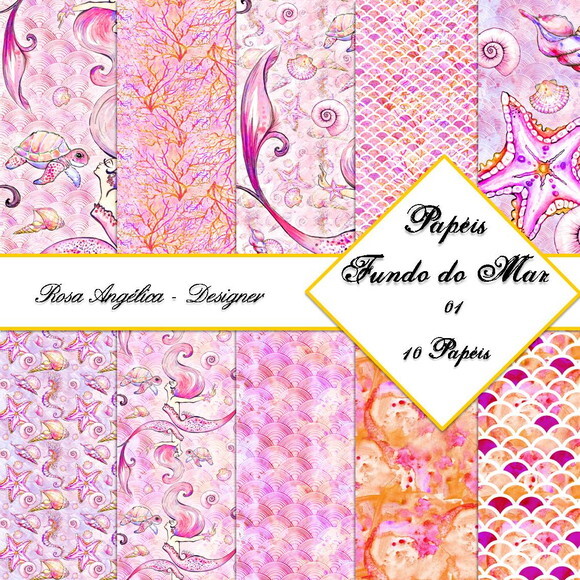 Kit Arquivo Digital Aquarela - Fundo do Mar 01