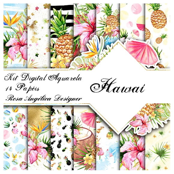 Kit Arquivo Digital Aquarela - Hawaí
