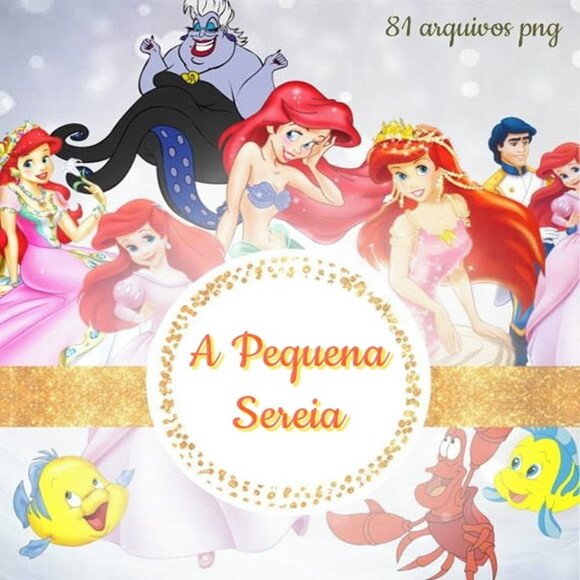 Kit Arquivo Digital em PNG A Pequena Sereia