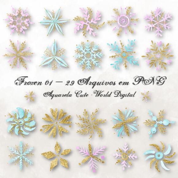 Kit Arquivo Digital em PNG Aquarela Cute Frozen 01