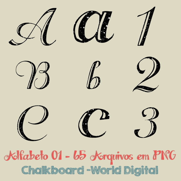 Kit Arquivo Digital em PNG Chalkboard Alfabeto 01