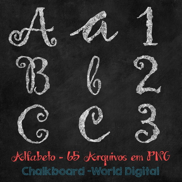 Kit Arquivo Digital em PNG Chalkboard Alfabeto