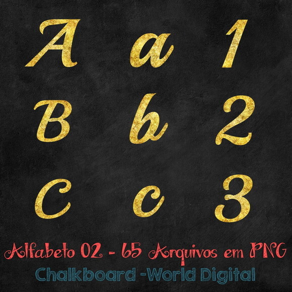 Kit Arquivo Digital em PNG Chalkboard Alfabeto 02