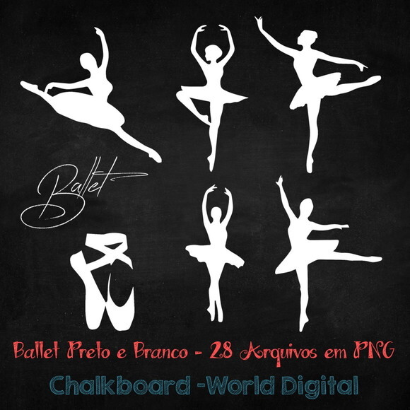 Kit Arquivo Digital em PNG Chalkboard Ballet