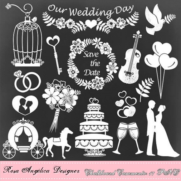 Kit Arquivo Digital em PNG Chalkboard Casamento