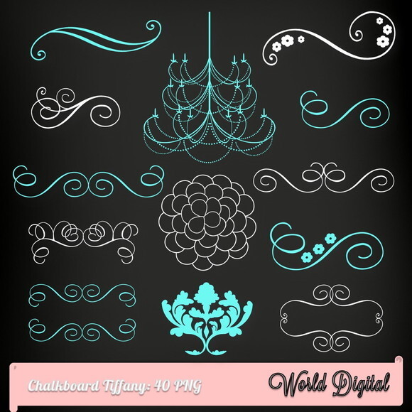 Kit Arquivo Digital em PNG Chalkboard Casamento Tiffany
