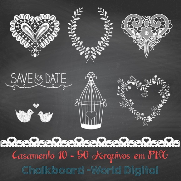 Kit Arquivo Digital em PNG Chalkboard Casamento 10