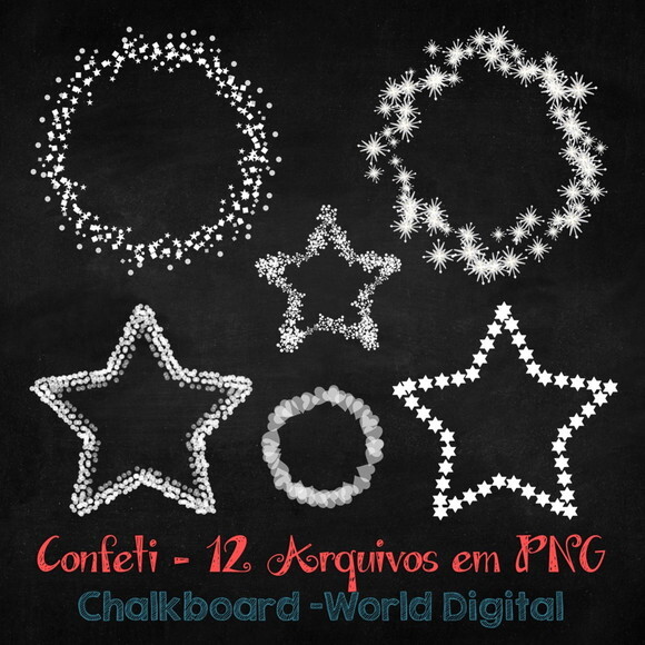 Kit Arquivo Digital em PNG Chalkboard Confeti