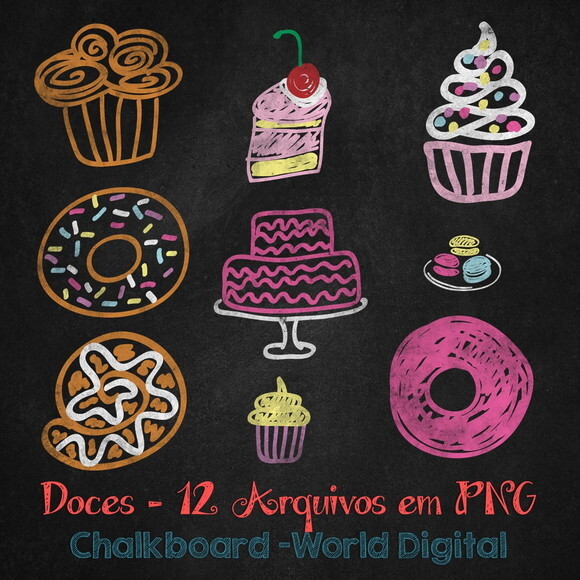 Kit Arquivo Digital em PNG Chalkboard Doces