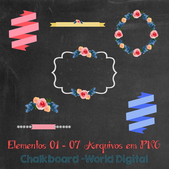 Kit Arquivo Digital em PNG Chalkboard Elementos 01