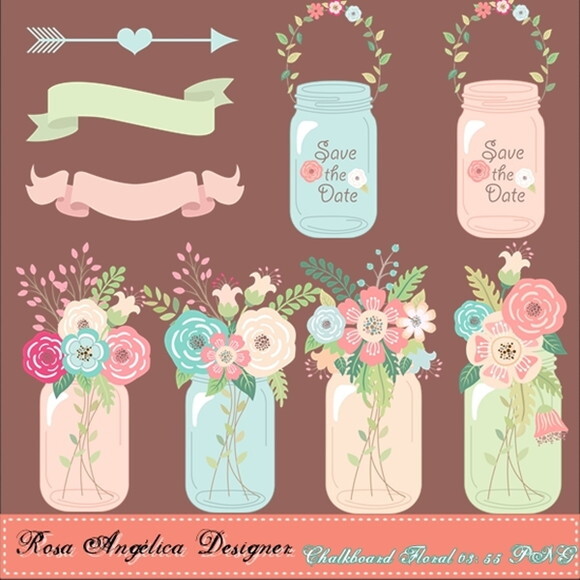 Kit Arquivo Digital em PNG Chalkboard Floral 03