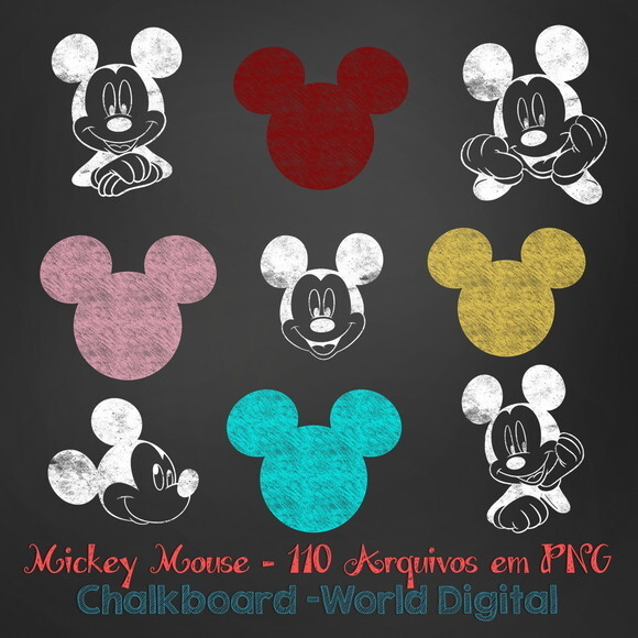 Kit Arquivo Digital em PNG Chalkboard Mickey Mouse