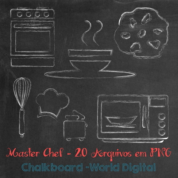 Kit Arquivo Digital em PNG Chalkboard Master Chef