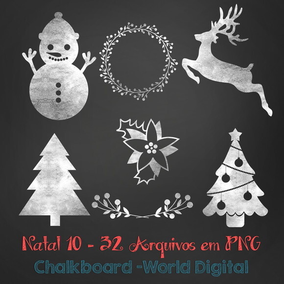 Kit Arquivo Digital em PNG Chalkboard Natal 10