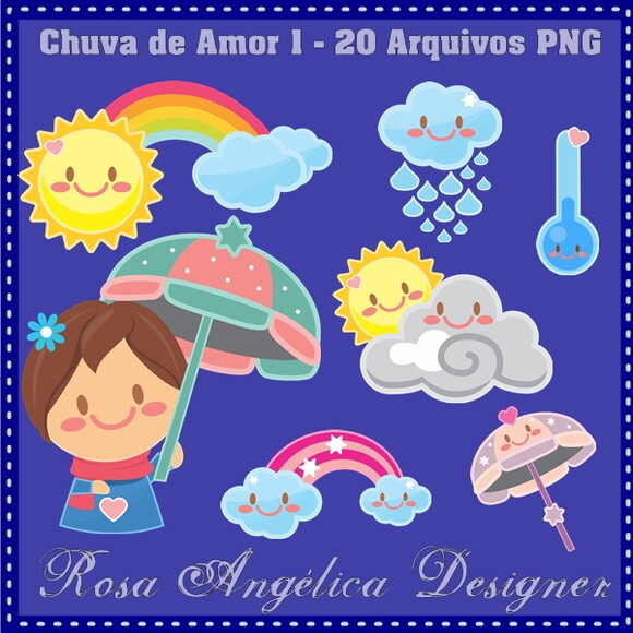 Kit Arquivo Digital em PNG Chuva de Amor 1