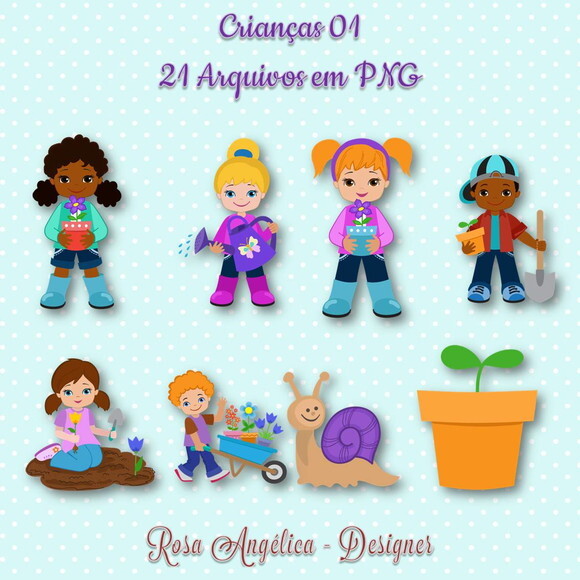 Kit Arquivo Digital em PNG Crianças 01
