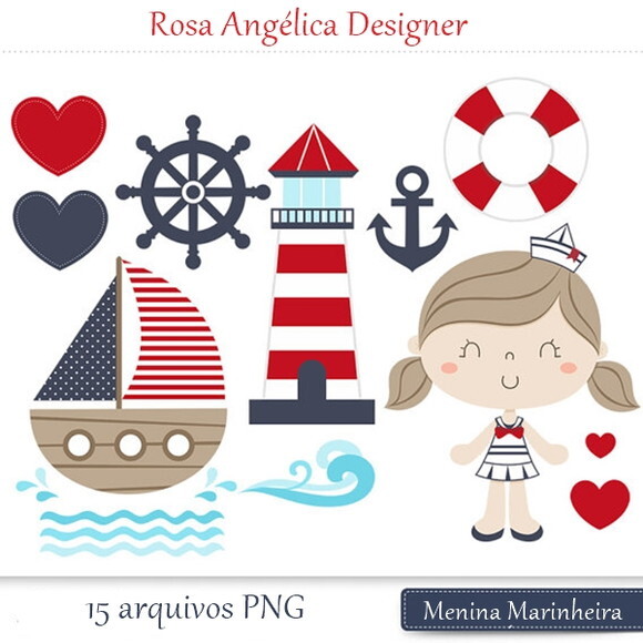 Kit Arquivo Digital em PNG Menina Marinheira