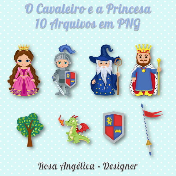 Kit Arquivo Digital em PNG O Cavaleiro e a Princesa