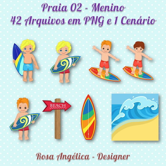 Kit Arquivo Digital em PNG Praia 02 - Menino