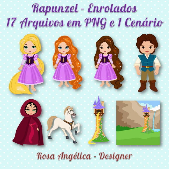 Kit Arquivo Digital em PNG Rapunzel - Enrolados