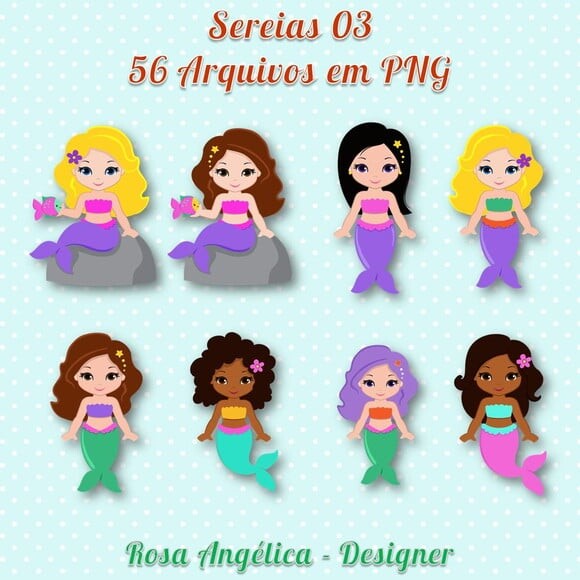 Kit Arquivo Digital em PNG Sereia 3