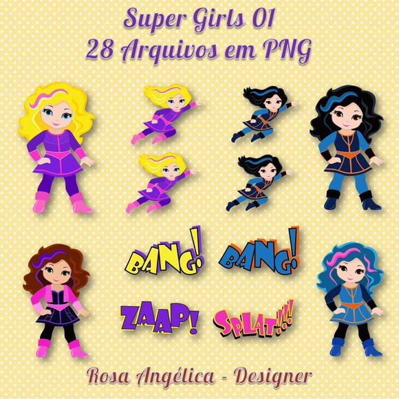 Kit Arquivo Digital em PNG Super Girls 01