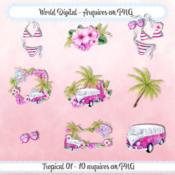 Kit Arquivo Digital em PNG Tropical 01