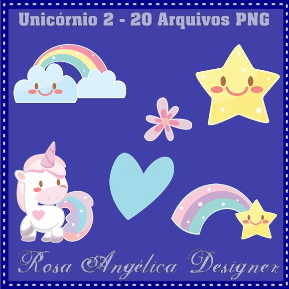 Kit Arquivo Digital em PNG Unicórnio 02