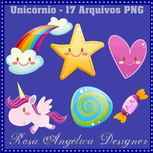 Kit Arquivo Digital em PNG Unicórnio