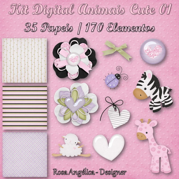 Kit Digital Animais Cute 01