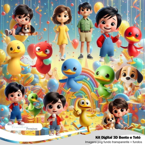 Kit Digital Completo Ia em 3d - Bento e Totó + 1 Brinde