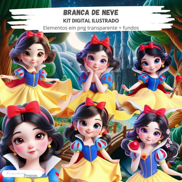 Kit Digital Completo Ia em 3d - Branca de Neve + 1 Brinde