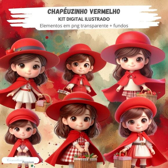 Kit Digital Completo Ia em 3d - Chapeuzinho Vermelho + 1