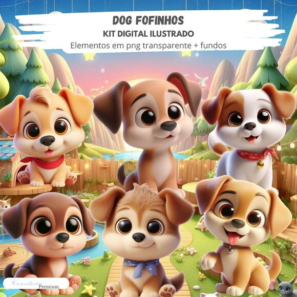 Kit Digital Completo Ia em 3d - Dog Fofinhos + 1 Brinde
