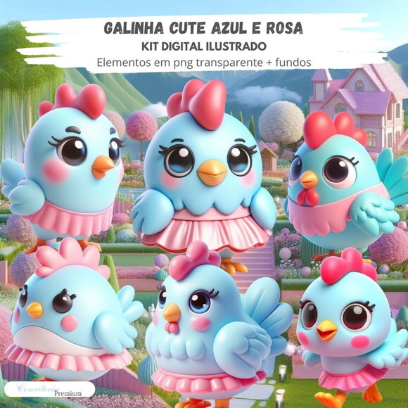 Kit Digital Completo Ia em 3d - Galinha Cute + 1 Brinde