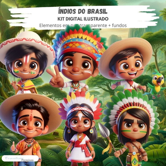 Kit Digital Completo Ia em 3d - Índios do Brasil + 1 Brinde