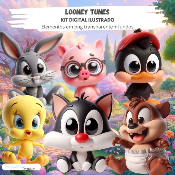 Kit Digital Completo Ia em 3d - Looney Tunes + 1 Brinde