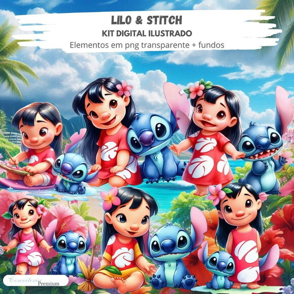 Kit Digital Completo Ia em 3d - Lilo & Stitch + 1 Brinde