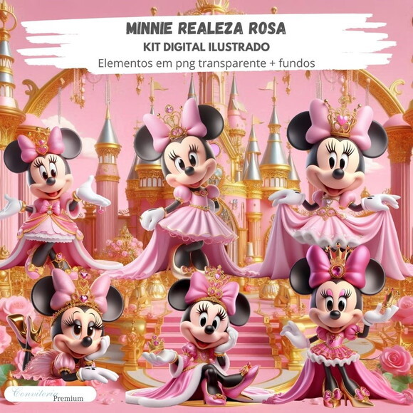 Kit Digital Completo Ia em 3d - Minnie Rosa + 1 Brinde
